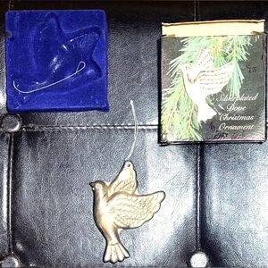 Vintage Silver Plated Bird Christmas Ornament In The Original Box 4 in.